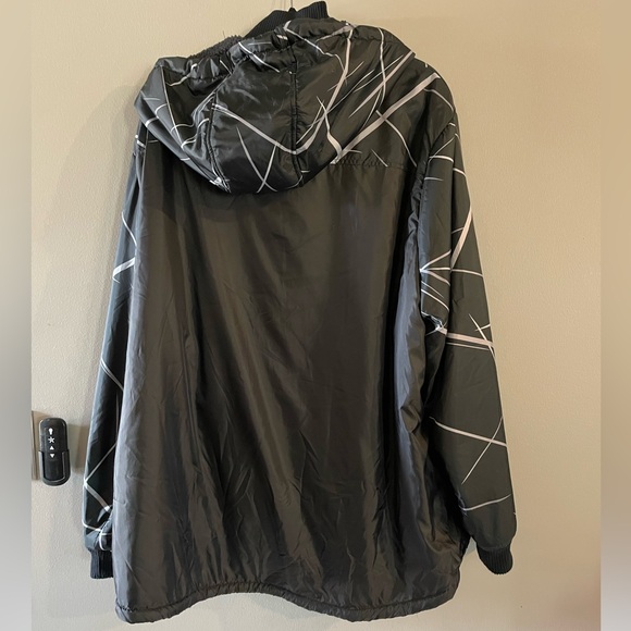 Black Geometric Men's Fleece lined pullover windbreaker 2XL - Picture 8 of 11